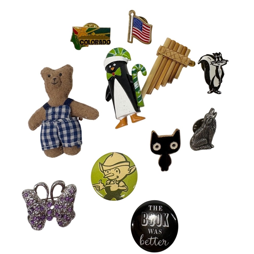 Vintage Pin Lot 11pc Danforth Pewter Wolf Looney Tunes Pepe Le Pew Penguin Bear